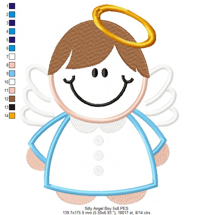 Silly Angel Boy - Applique Embroidery