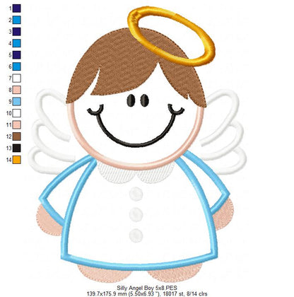Silly Angel Boy - Applique Embroidery