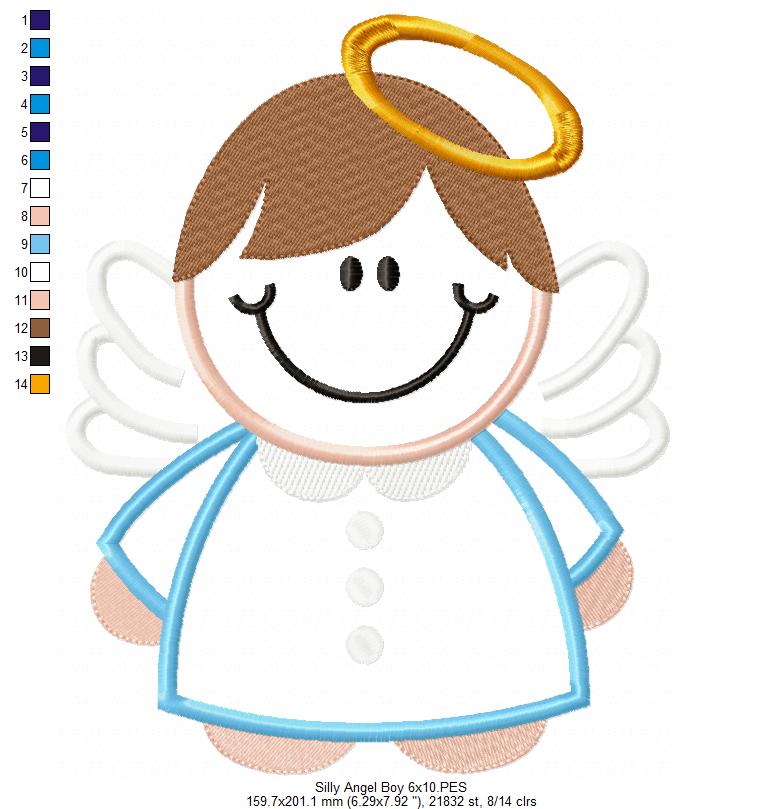Silly Angel Boy and Girl - Set of 2 Designs - Applique Embroidery