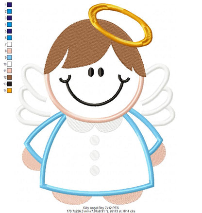 Silly Angel Boy and Girl - Set of 2 Designs - Applique Embroidery