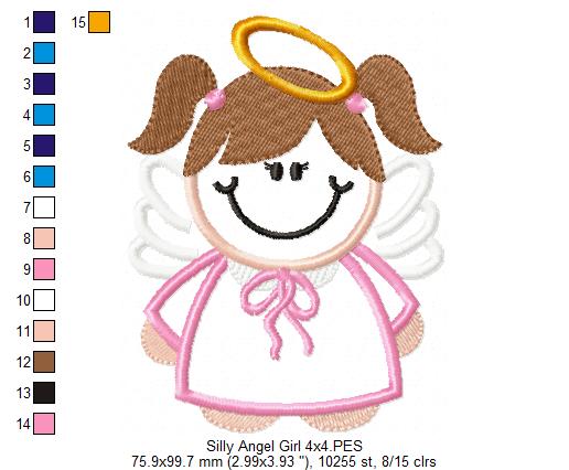 Silly Angel Girl - Applique Embroidery
