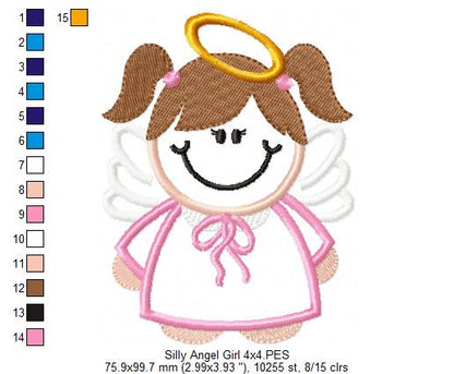 Silly Angel Boy and Girl - Set of 2 Designs - Applique Embroidery