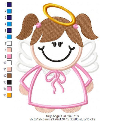 Silly Angel Girl - Applique Embroidery