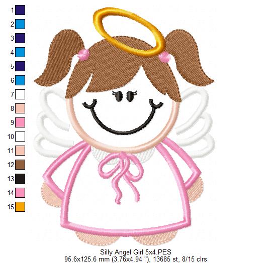 Silly Angel Boy and Girl - Set of 2 Designs - Applique Embroidery