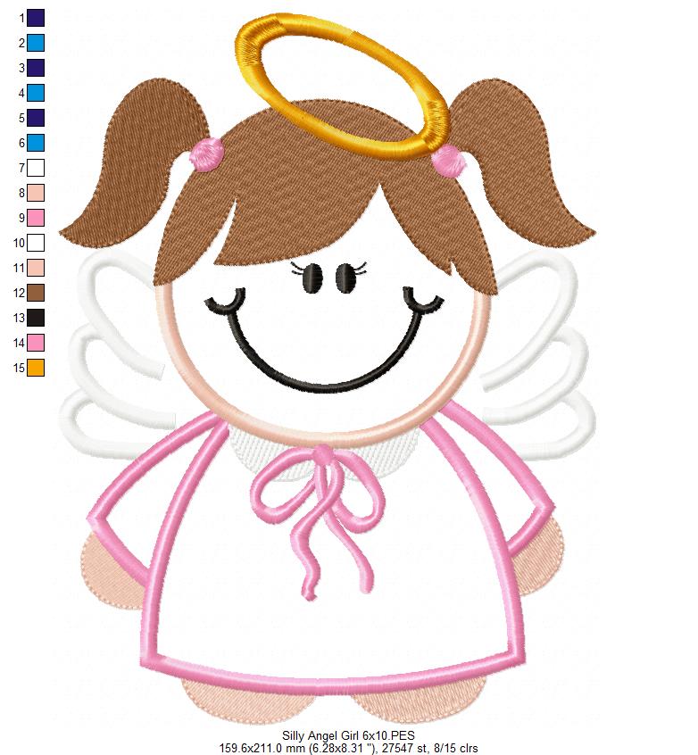 Silly Angel Boy and Girl - Set of 2 Designs - Applique Embroidery
