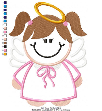 Silly Angel Boy and Girl - Set of 2 Designs - Applique Embroidery