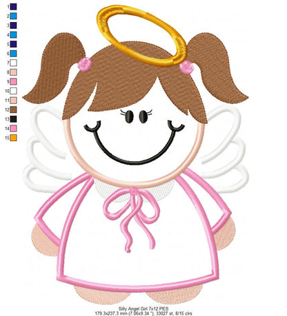 Silly Angel Boy and Girl - Set of 2 Designs - Applique Embroidery