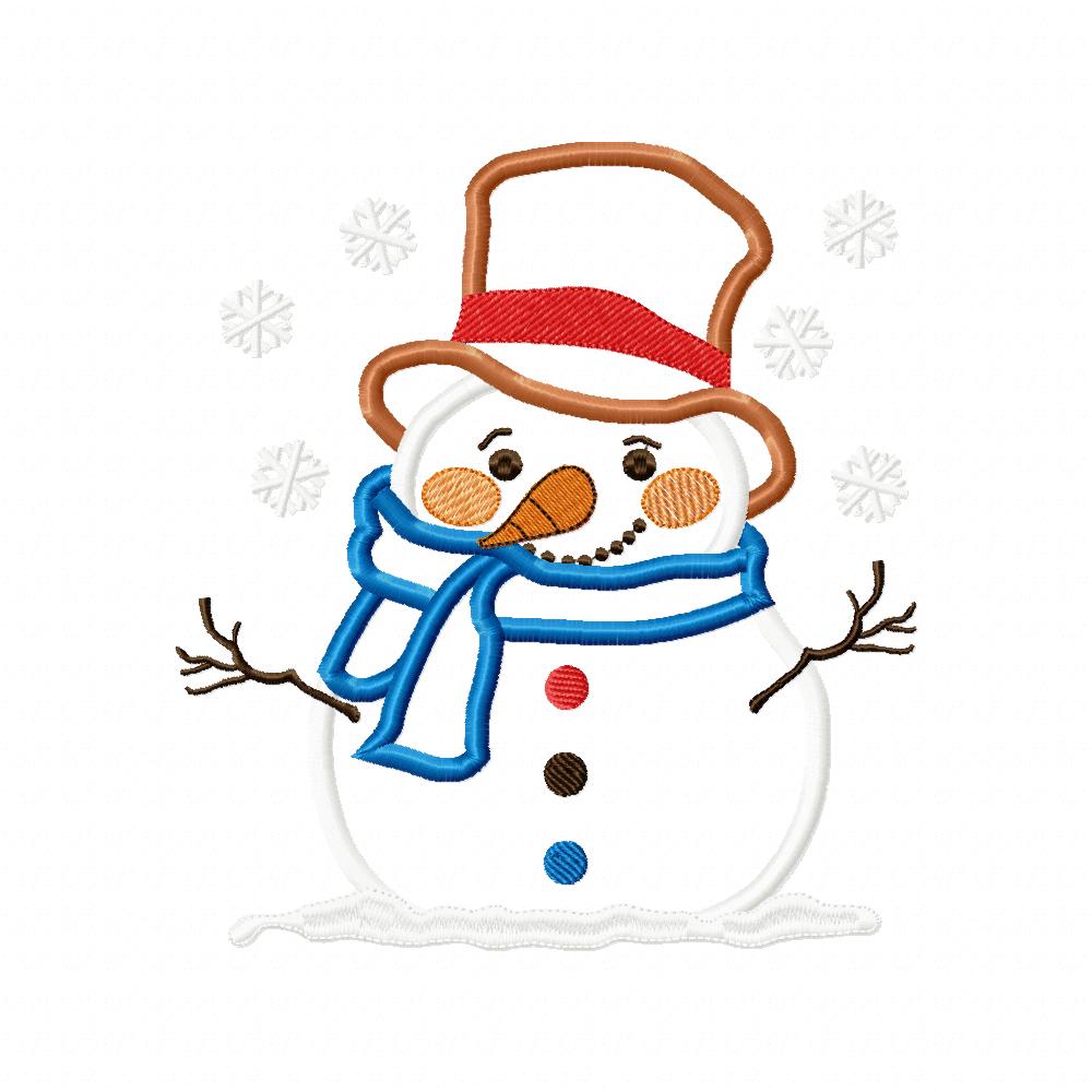 Silly Christmas Snowman - Applique - Machine Embroidery Design