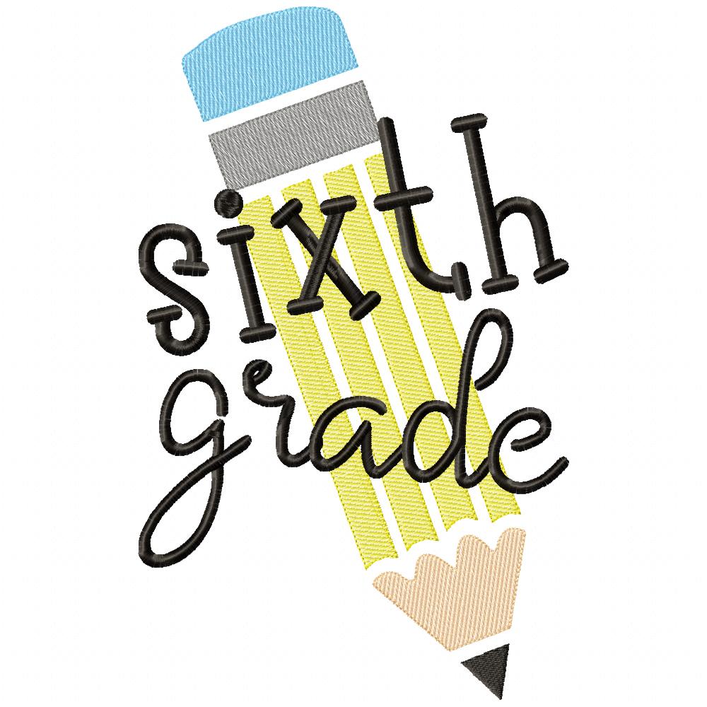Pre-K to 6th Grade Pencil - Rippled Stitch - Set of 8 designs