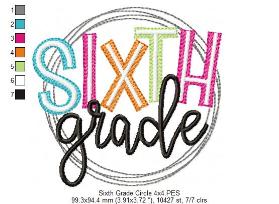 Sixth Grade Circle - Fill Stitch - Machine Embroidery Design