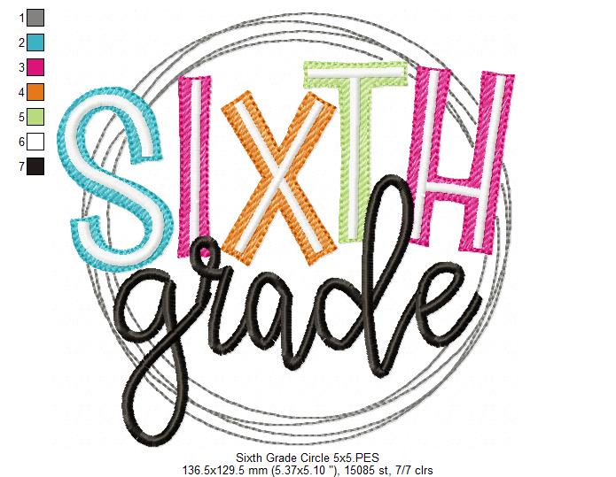 Sixth Grade Circle - Fill Stitch - Machine Embroidery Design