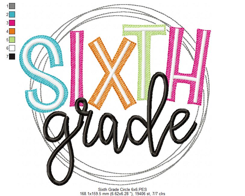 Sixth Grade Circle - Fill Stitch - Machine Embroidery Design