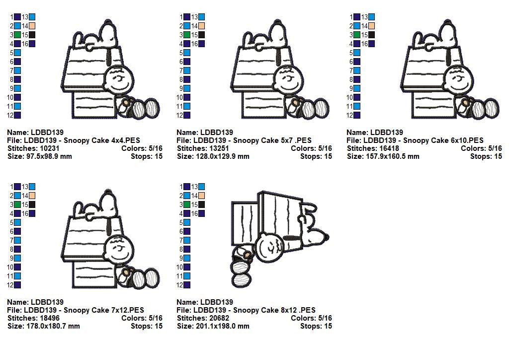 Charlie and Snoopy Cake Topper – ITH Project – Machine Embroidery Design