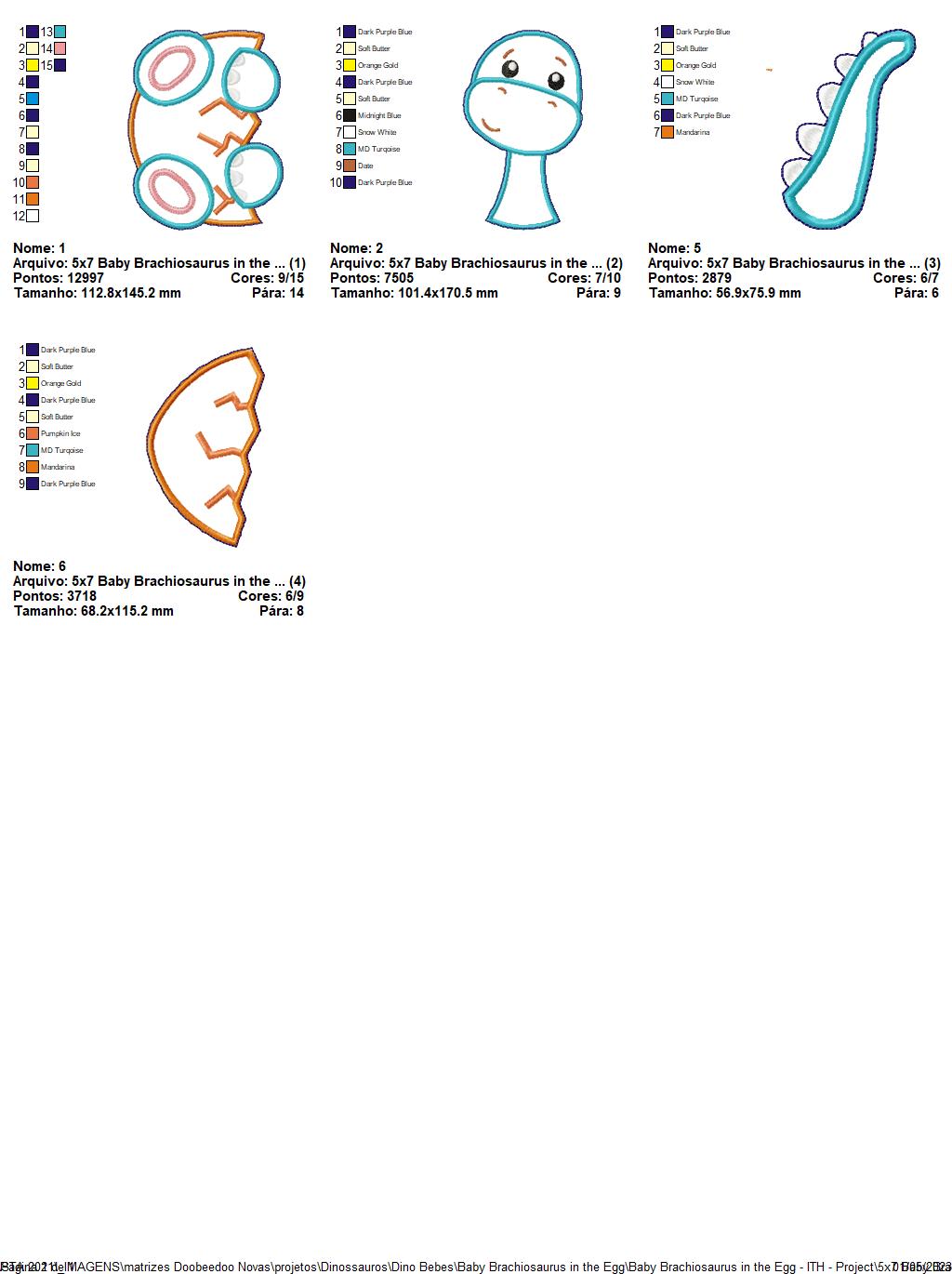 Baby Brachiosaurus in the Egg Ornament - ITH Project - Machine Embroidery Design