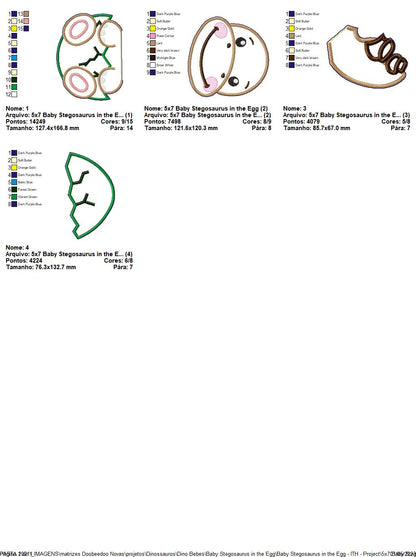 Baby Stegosaurus in the Egg Ornament - ITH Project - Machine Embroidery Design