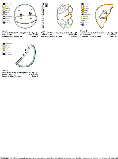 Baby Velociraptor in the Egg Ornament - ITH Project - Machine Embroidery Design
