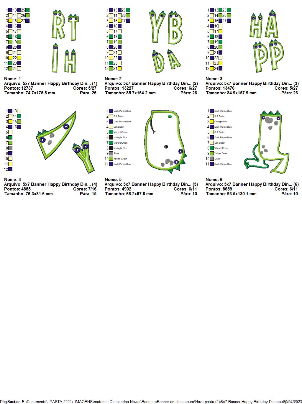 Happy Birthday Dinosaur Banner - ITH Project - Machine Embroidery Design