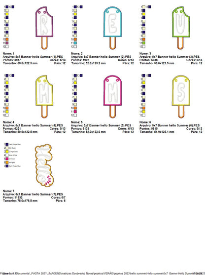 Banner Hello Summer - ITH Project - Machine Embroidery Design