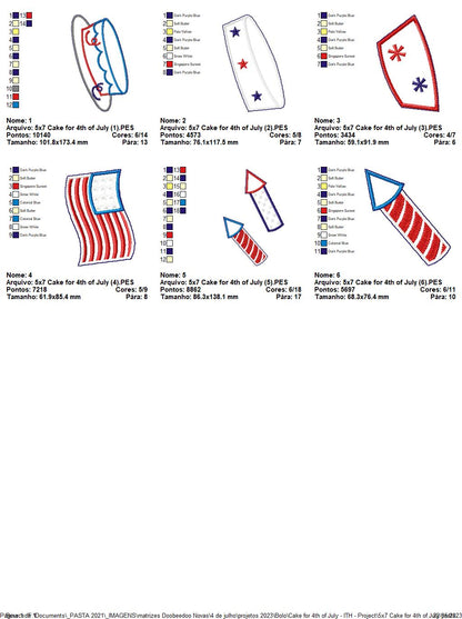 Cake 4th of July - ITH Project - Machine Embroidery Design