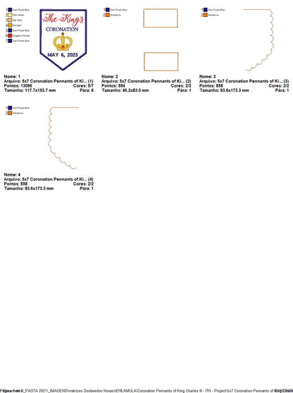Coronation Pennants of King Charles III - ITH Project - Machine Embroidery Design