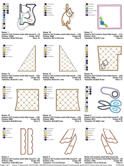 Kitty House Cuckoo Clock - ITH Project - Machine Embroidery Design