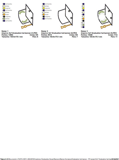 Graduation Hat Banner - ITH Project - Machine Embroidery Design