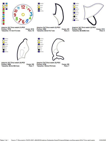 Orca Clock - ITH Project - Machine Embroidery Design