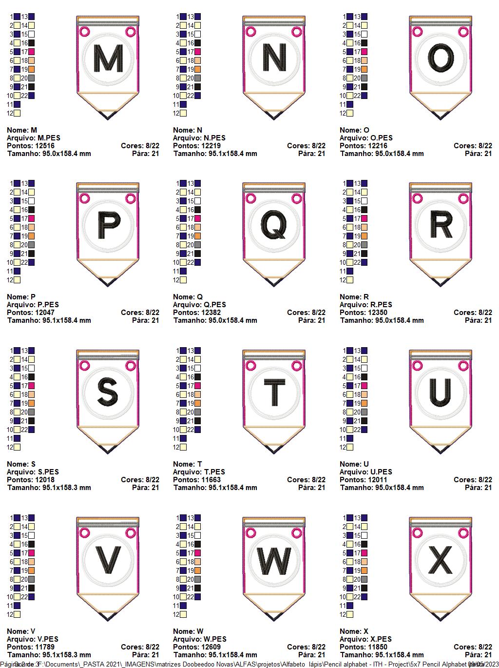 Pencil Alphabet - ITH Project - Machine Embroidery Design
