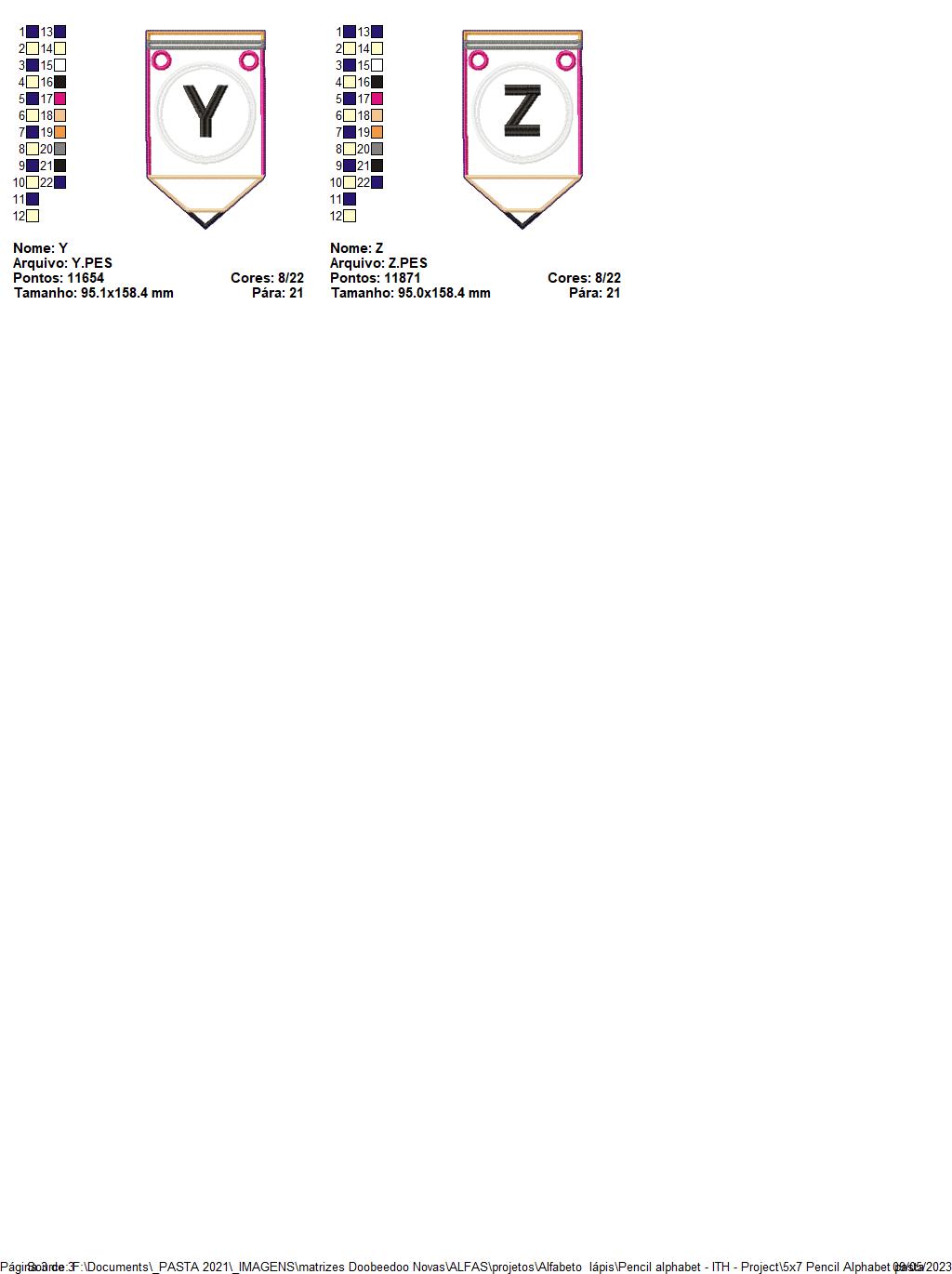 Pencil Alphabet - ITH Project - Machine Embroidery Design