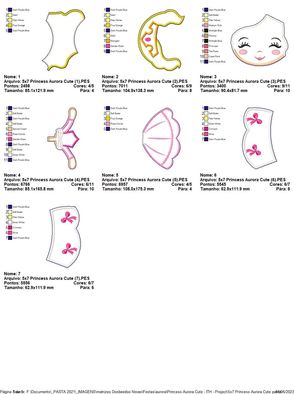 Aurora Cute Princess Ornament - ITH Project - Machine Embroidery Design