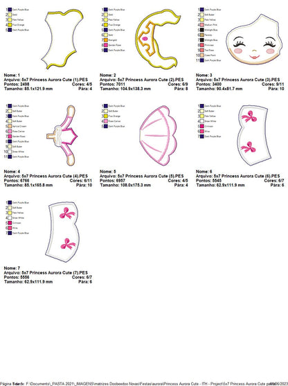 Aurora Cute Princess Ornament - ITH Project - Machine Embroidery Design