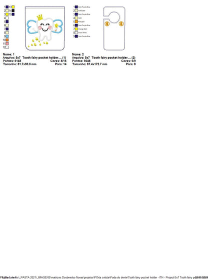 Tooth Fairy Pocket Holder - ITH Project - Machine Embroidery Design