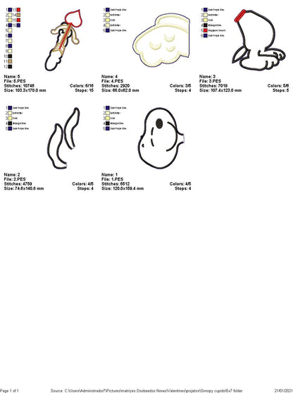 White Dog Cupid - ITH Project - Machine Embroidery Design