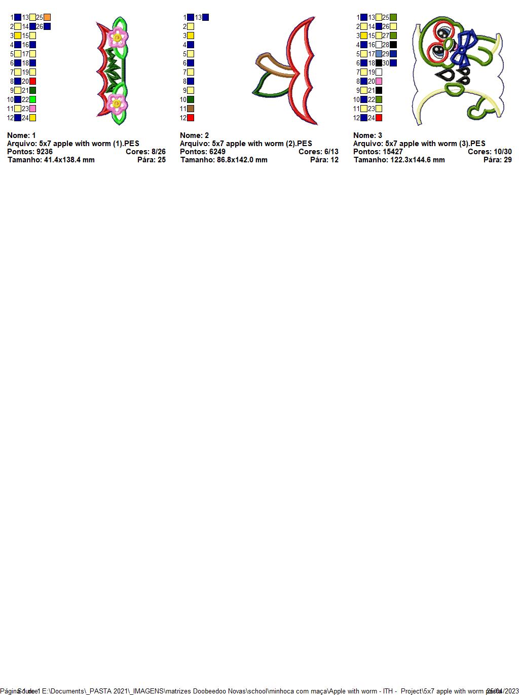 Apple With Worm Decoration for School - ITH Project - Machine Embroidery Design