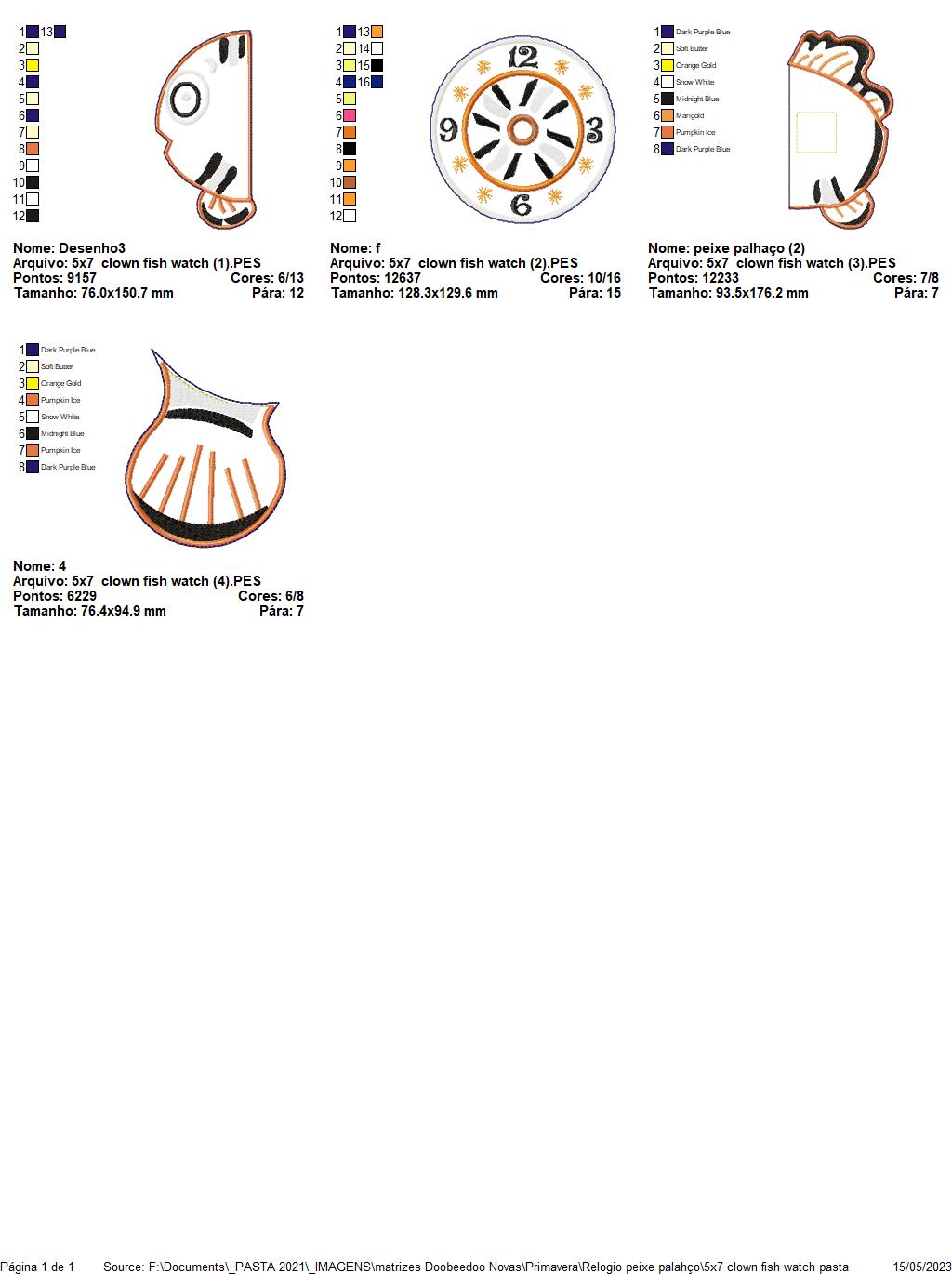 Clown Fish Clock - ITH Project - Machine Embroidery Design