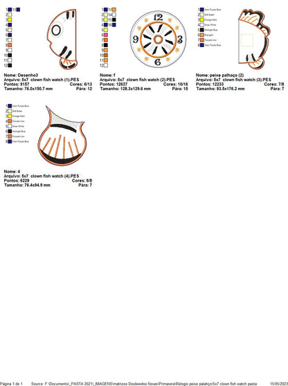 Clown Fish Clock - ITH Project - Machine Embroidery Design