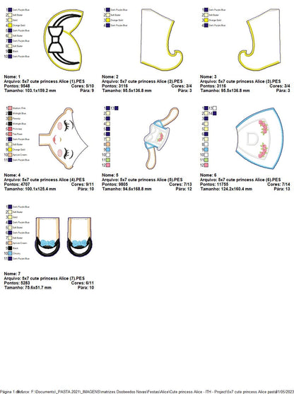 Alice Cute Princess Ornament - ITH Project - Machine Embroidery Design