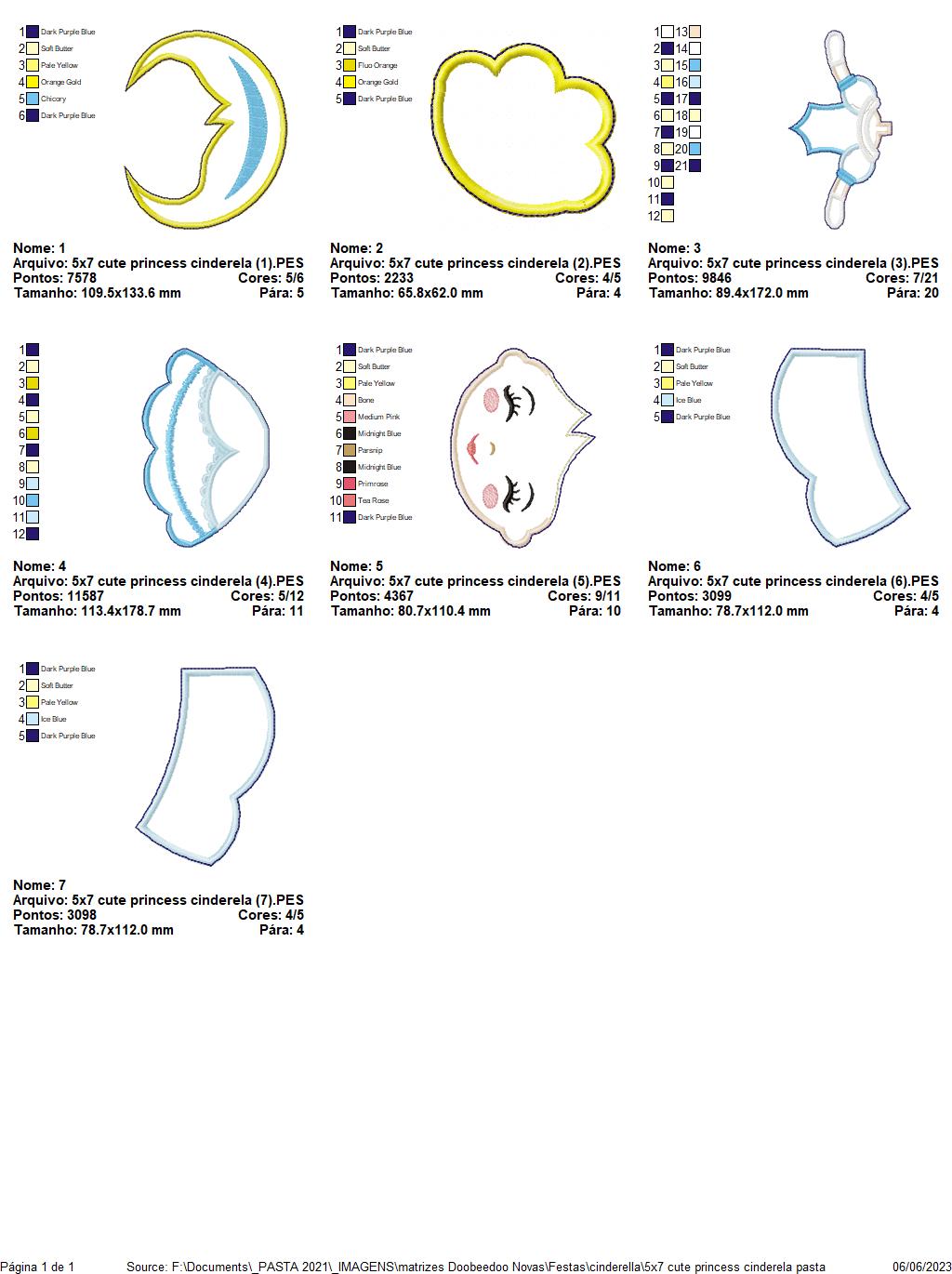 Cinderela Cute Princess Ornament - ITH Project - Machine Embroidery Design