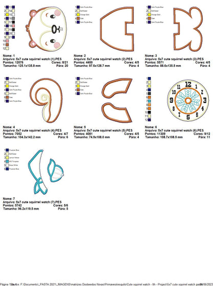 Cute Squirrel Clock - ITH Project - Machine Embroidery Design