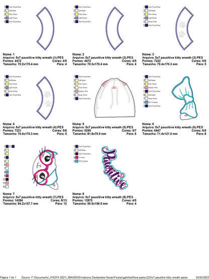 Pausitive Kitty Wreath - ITH Project - Machine Embroidery Design