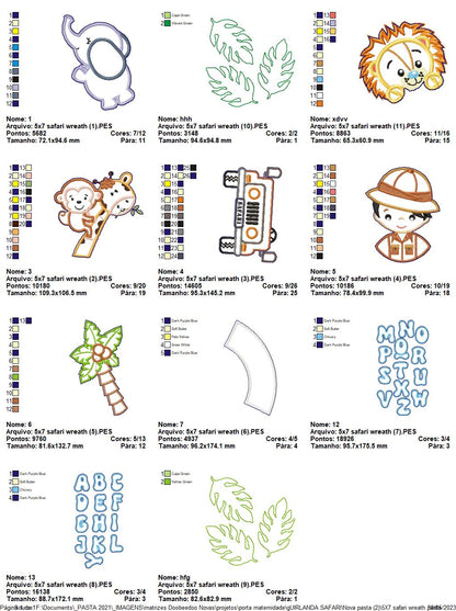 Safari Wreath Door Ornament - ITH Project - Machine Embroidery Design