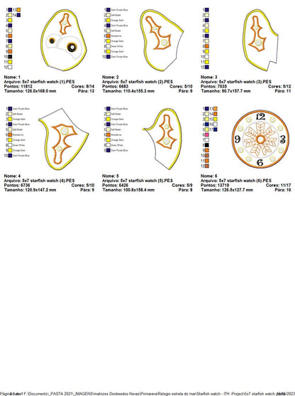 Starfish Clock - ITH Project - Machine Embroidery Design