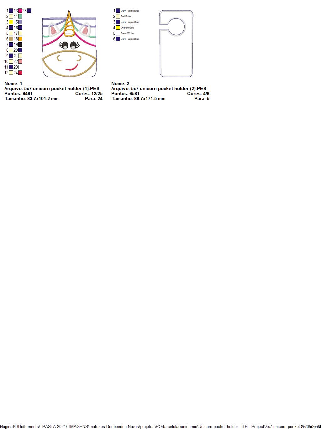 Unicorn Pocket Holder - ITH Project - Machine Embroidery Design