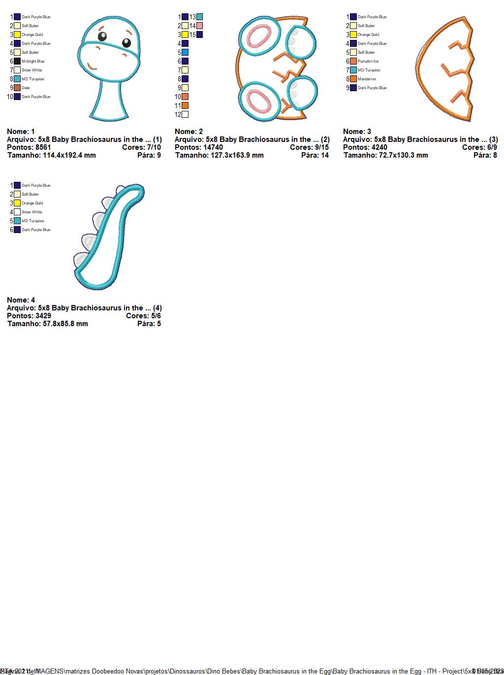 Baby Brachiosaurus in the Egg Ornament - ITH Project - Machine Embroidery Design