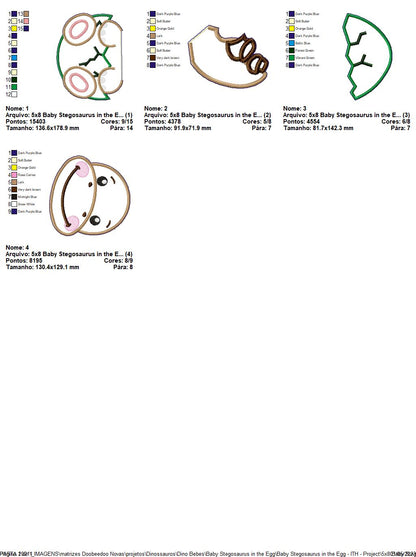 Baby Stegosaurus in the Egg Ornament - ITH Project - Machine Embroidery Design
