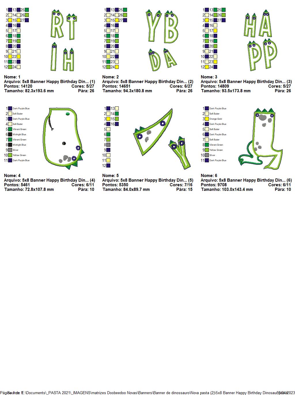 Happy Birthday Dinosaur Banner - ITH Project - Machine Embroidery Design