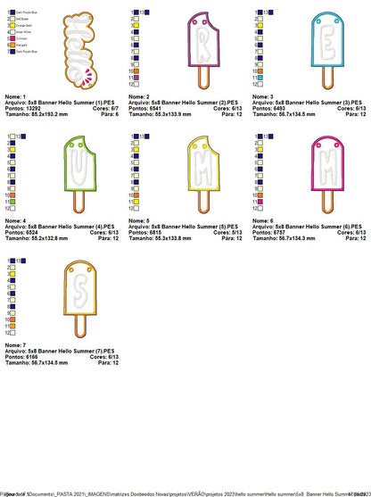 Banner Hello Summer - ITH Project - Machine Embroidery Design