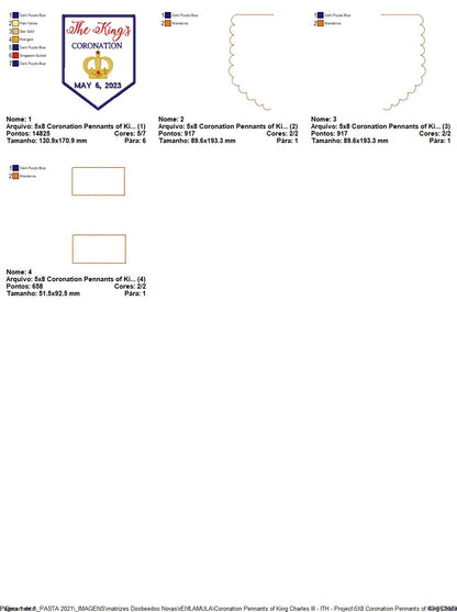Coronation Pennants of King Charles III - ITH Project - Machine Embroidery Design