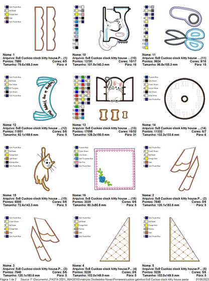 Kitty House Cuckoo Clock - ITH Project - Machine Embroidery Design