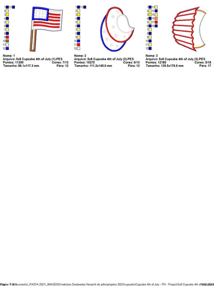 Cupcake 4th of July - ITH Project - Machine Embroidery Design